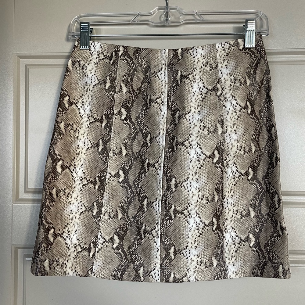 High-Waisted Faux Snake/Python Leather Skin Mini Skirt - Sz S